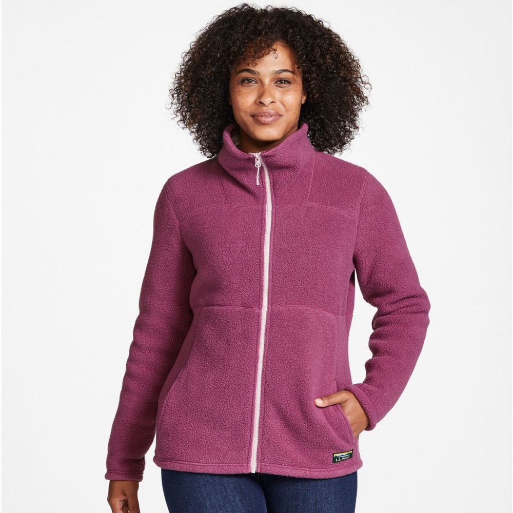 LL Bean Women's Purple Katahdin Fleece Jacket Full Zip Small Petite 518806
